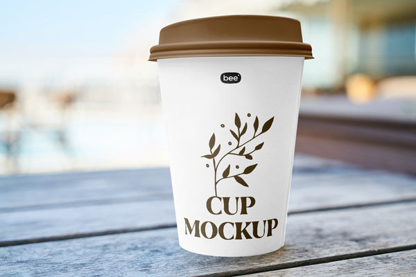 Front Sight of Take Away Paper Cup Mockup