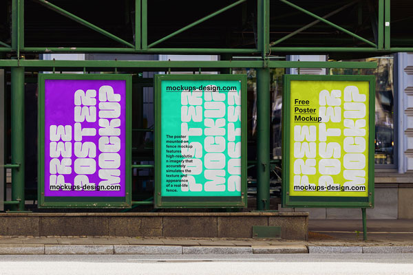 Front Sight of Three Posters Mockup in Metal Frames