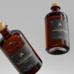 Front Sight of Two Floating Crystal Bottles Mockup