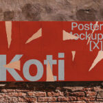 Front Sight of Urban Torn Poster Mockup on Grunge Wall