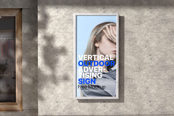 Front Sight of Vertical Outdoor Advertising Sign Mockup