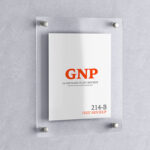 Front Sight of Wall Mounted Glass Name Plate Mockup