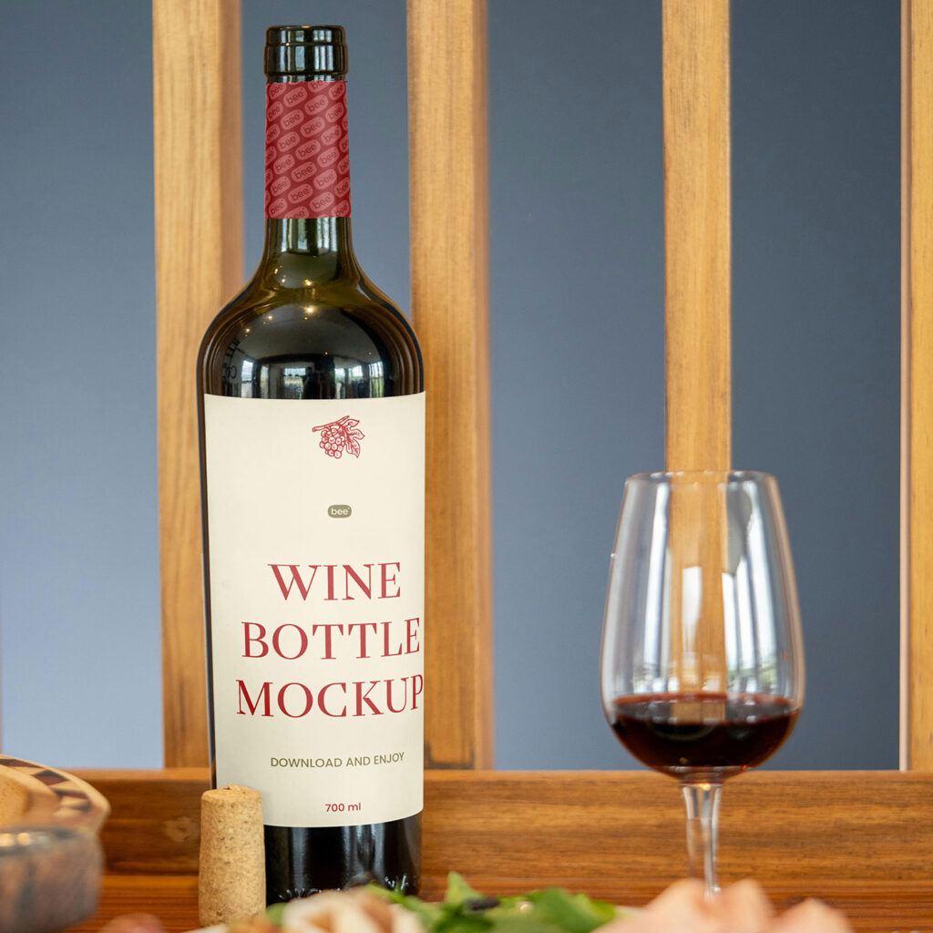 Front Sight of Wine Bottle Mockup with Closure