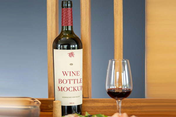 Front Sight of Wine Bottle Mockup with Closure
