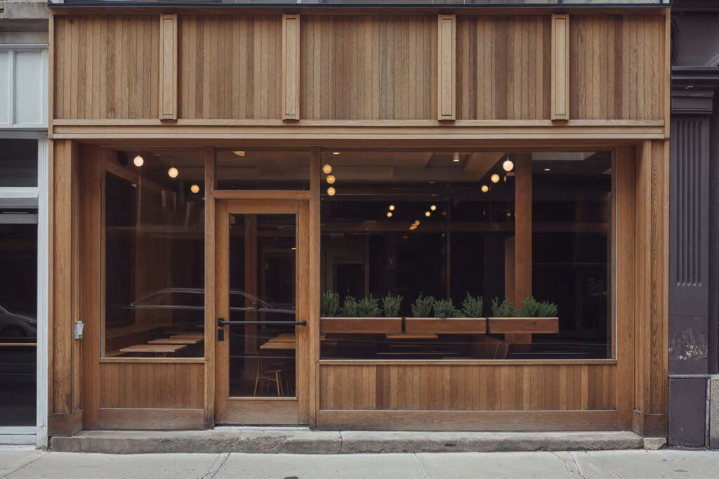 Front Sight of Wooden Storefront Mockup