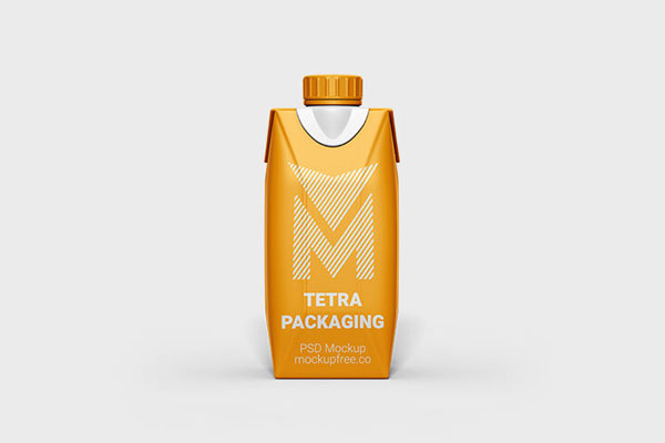 Front, Top, and 3/4 View of Three Tetra Packaging Mockups