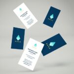 Front View 5 Floating Vertical Business Cards Mockup