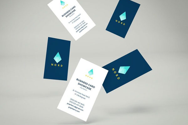 Front View 5 Floating Vertical Business Cards Mockup