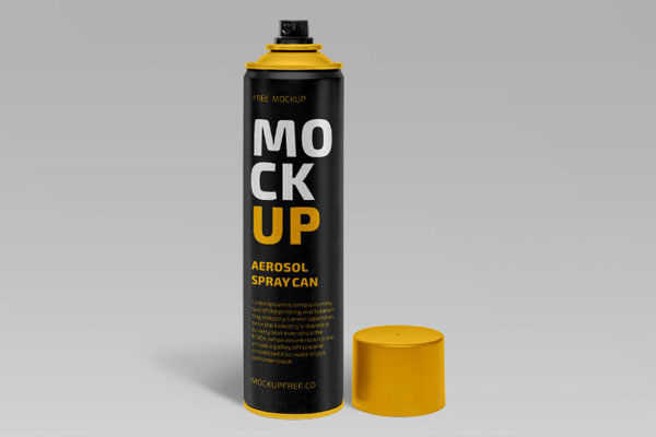 Front View Aerosol Spray Can with its Lid Off Mockup