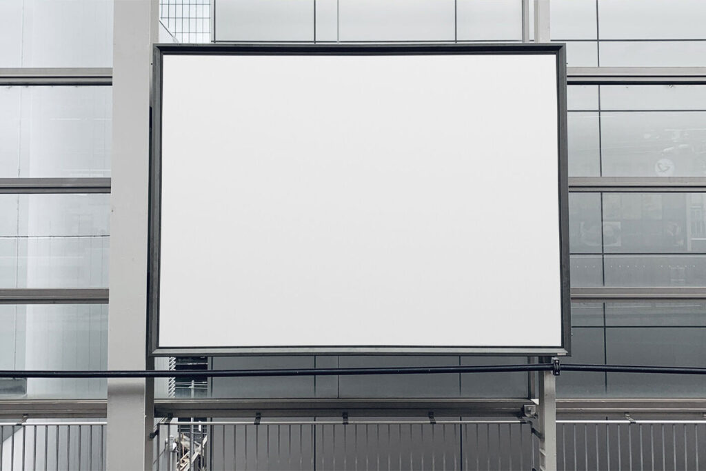 Front View Billboard Frame Installed in Hall Mockup