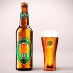 Front View Beer Bottle Next to Glass Mockup