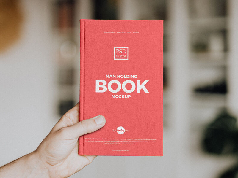 Front View Book in Hand Mockup