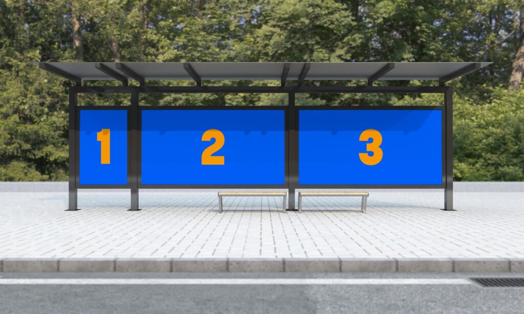 Front View Bus Shelter Poster Mockup