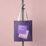 Front View Canvas Bag Hanging on Tripod Mockup