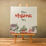 Front View Canvas Mockup on a Wooden Stand