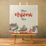 Front View Canvas Mockup on a Wooden Stand