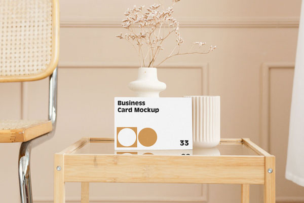 Front View Card on Table Mockup