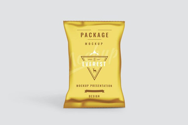 Front View Chips Bag Standing Up Mockup in Plain Setting