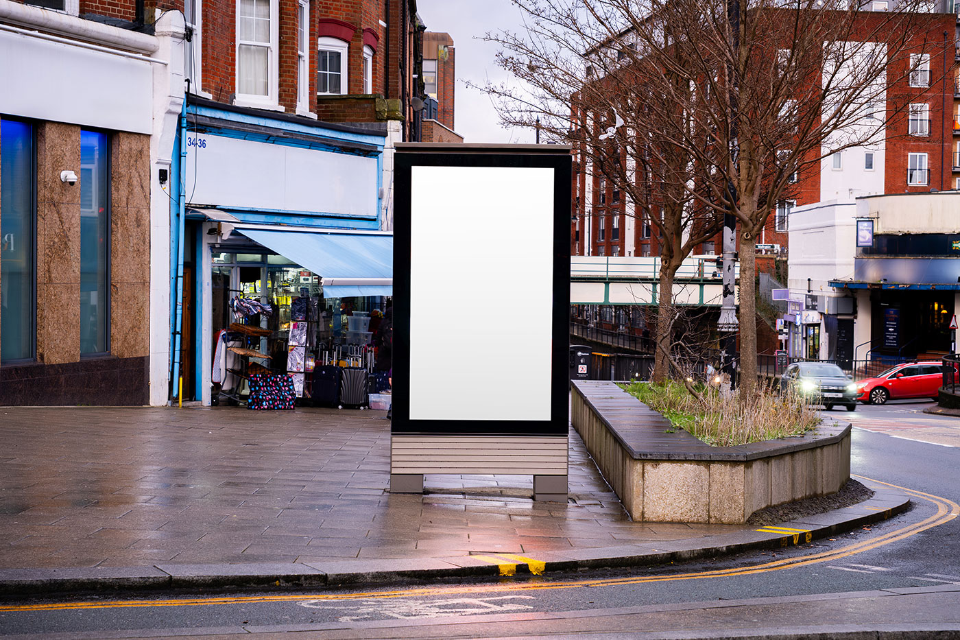 Free Front View Citylight Mockup PSD Template