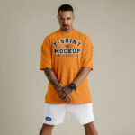 Front View Clothing Set on Man Mockup with T-shirt and Shorts