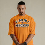 Front View Clothing Set on Man Mockup with T-shirt and Shorts