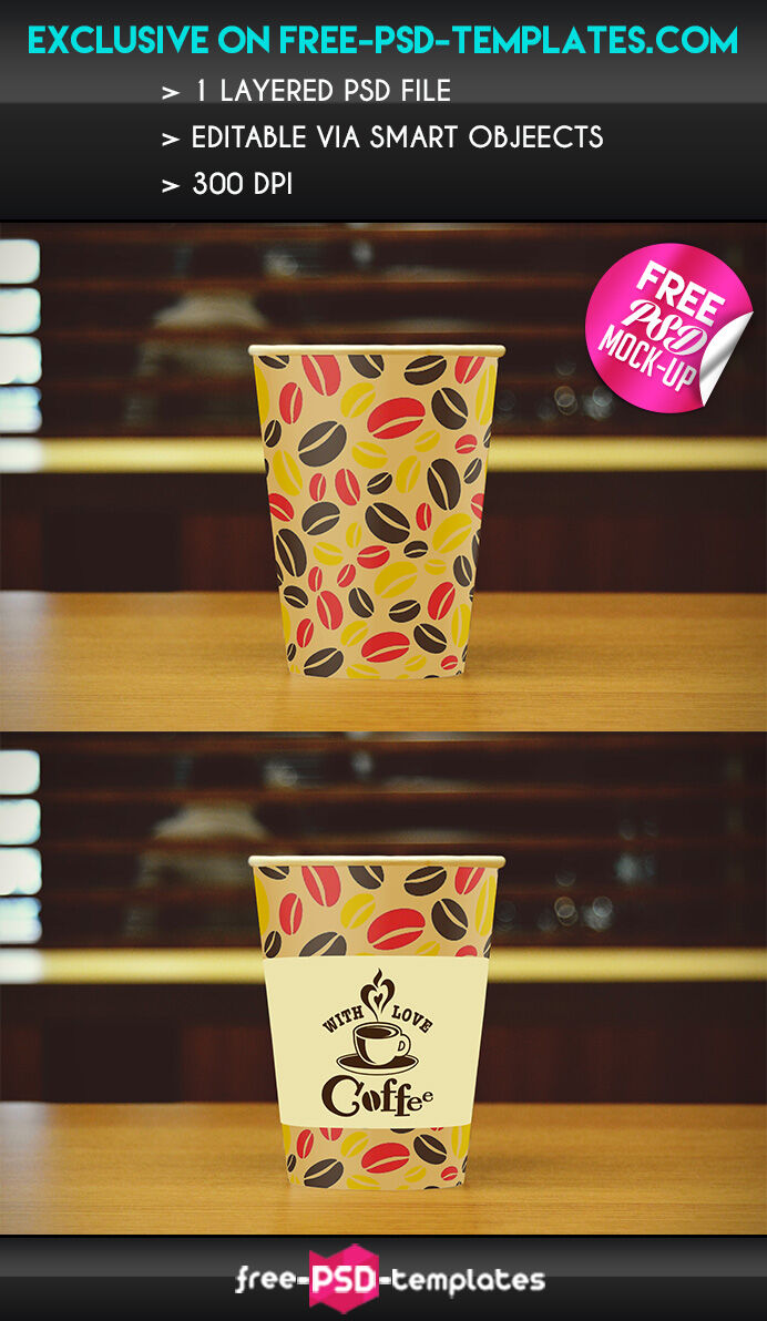 Front View Coffee Cup on Café Table Mockup FREE PSD