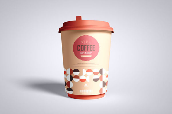 Front View Coffee Cup with Cap Mockup