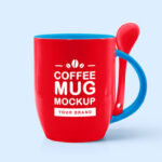 Front View Coffee Mug Mockup with a Spoon