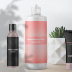 Front View Cosmetic Bottles and Tube Mockup