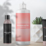 Front View Cosmetic Bottles and Tube Mockup