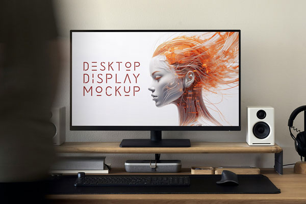 Front View Desktop Display Mockup