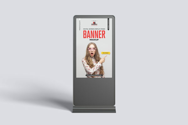 Front View Digital Screen Stand Banner Mockup
