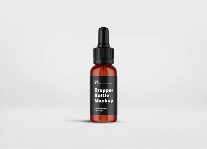 Front View Dropper Bottle Mockup Standing in Plain Setting