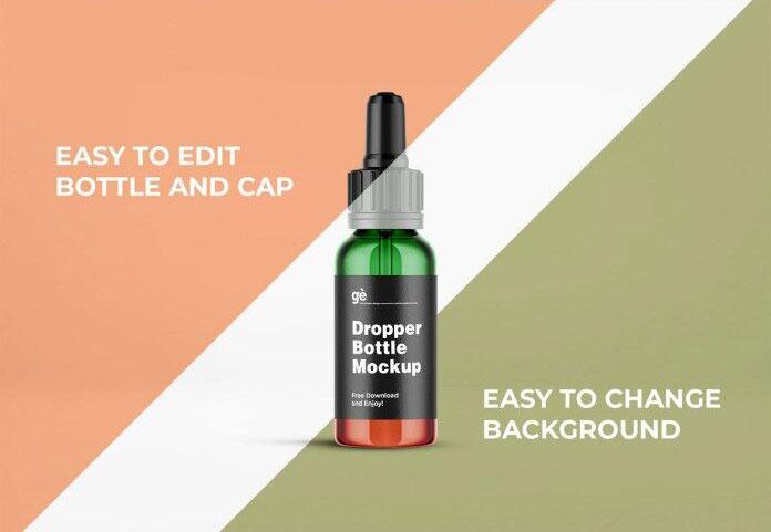 Front View Dropper Bottle Mockup Standing in Plain Setting
