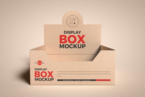 Front-View Empty Kraft Display Box Mockup