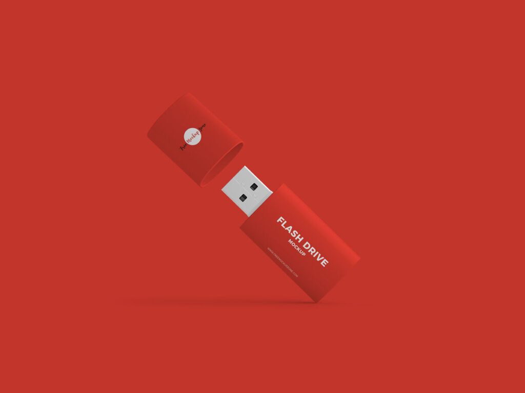 Front View Floating Flash Drive with the Cover off Mockup