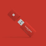 Front View Floating Flash Drive with the Cover off Mockup