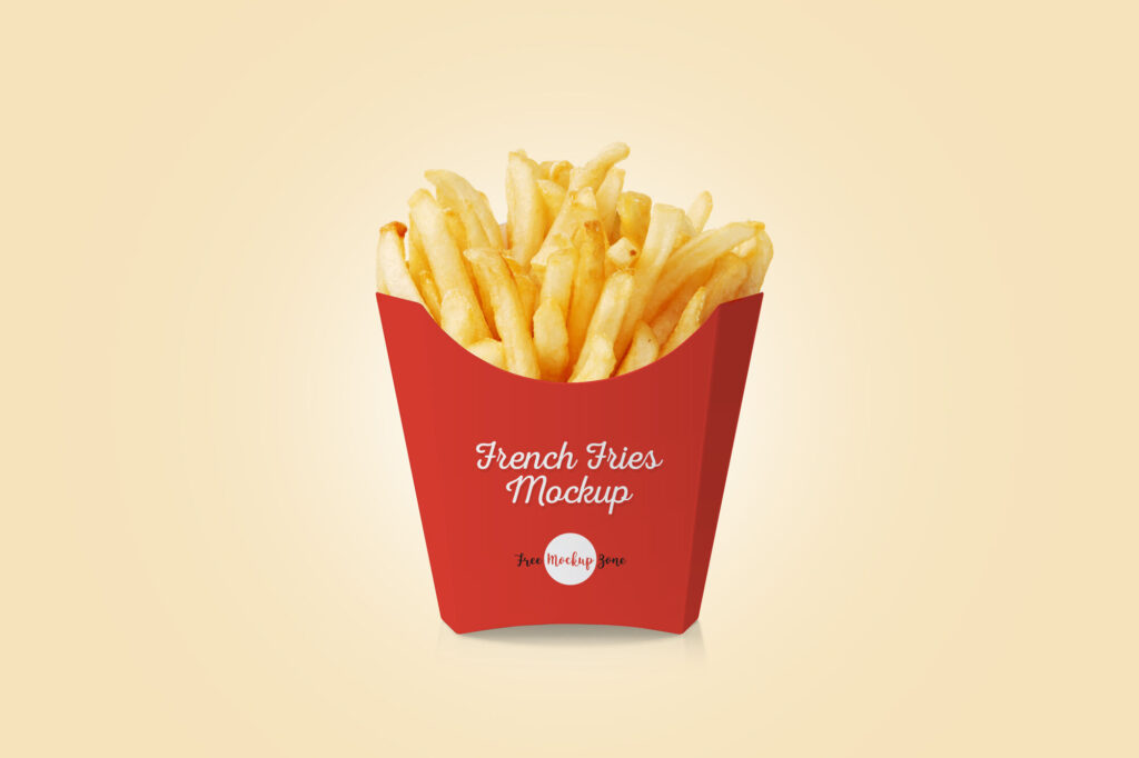 Front View French Fries Box Mockup in Plain Setting