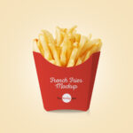 Front View French Fries Box Mockup in Plain Setting