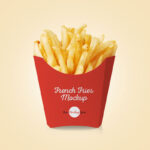 Front View French Fries Box Mockup in Plain Setting