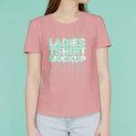 Front View Girl Wearing Round Neck T-shirt Mockup