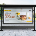 Front View Horizontal Advertising Billboard Mockup in Outdoor Setting