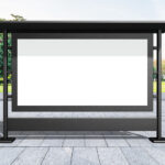 Front View Horizontal Advertising Billboard Mockup in Outdoor Setting