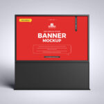 Front View Horizontal LED Display Stand Banner Mockup