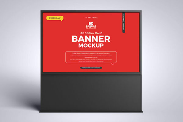 Front View Horizontal LED Display Stand Banner Mockup