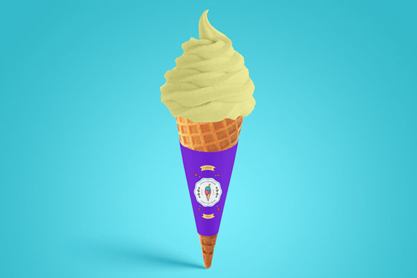 Front view Ice Cream Cone Wrapper Mockup