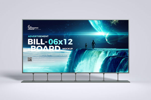 Front View Large Horizontal Advertisement Billboard Mockup