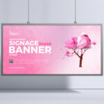 Front View Large Hung Horizontal Signage Banner Mockup