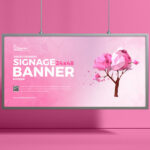 Front View Large Hung Horizontal Signage Banner Mockup