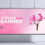 Front View Large Hung Horizontal Signage Banner Mockup